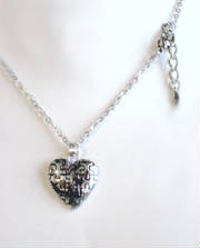 Autism Awareness Puzzle Pattern Heart Pendant With Extender silver