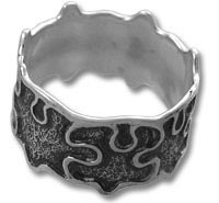 Artisan Autism Awareness Puzzle Pieces Band Sterling Silver antiqued